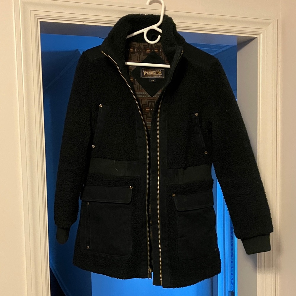 Pendleton Dark Green Fleece Military Style Field Jacket
